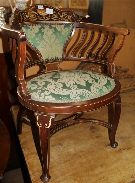 Edwardian inlaid elbow chair